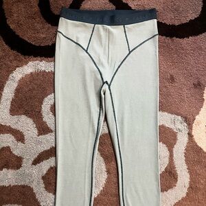 Fabletics Light Sage Green Leggings with Navy Accents